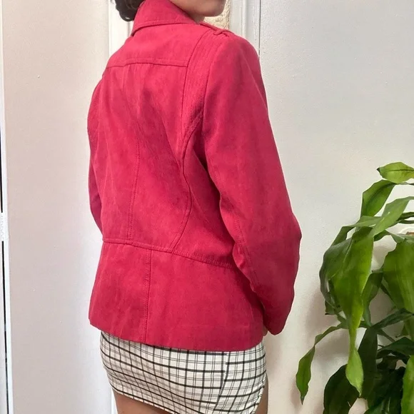 Lauren Conrad Vintage  Faux Suede Jacket Pink Size Medium - Picture 7 of 8